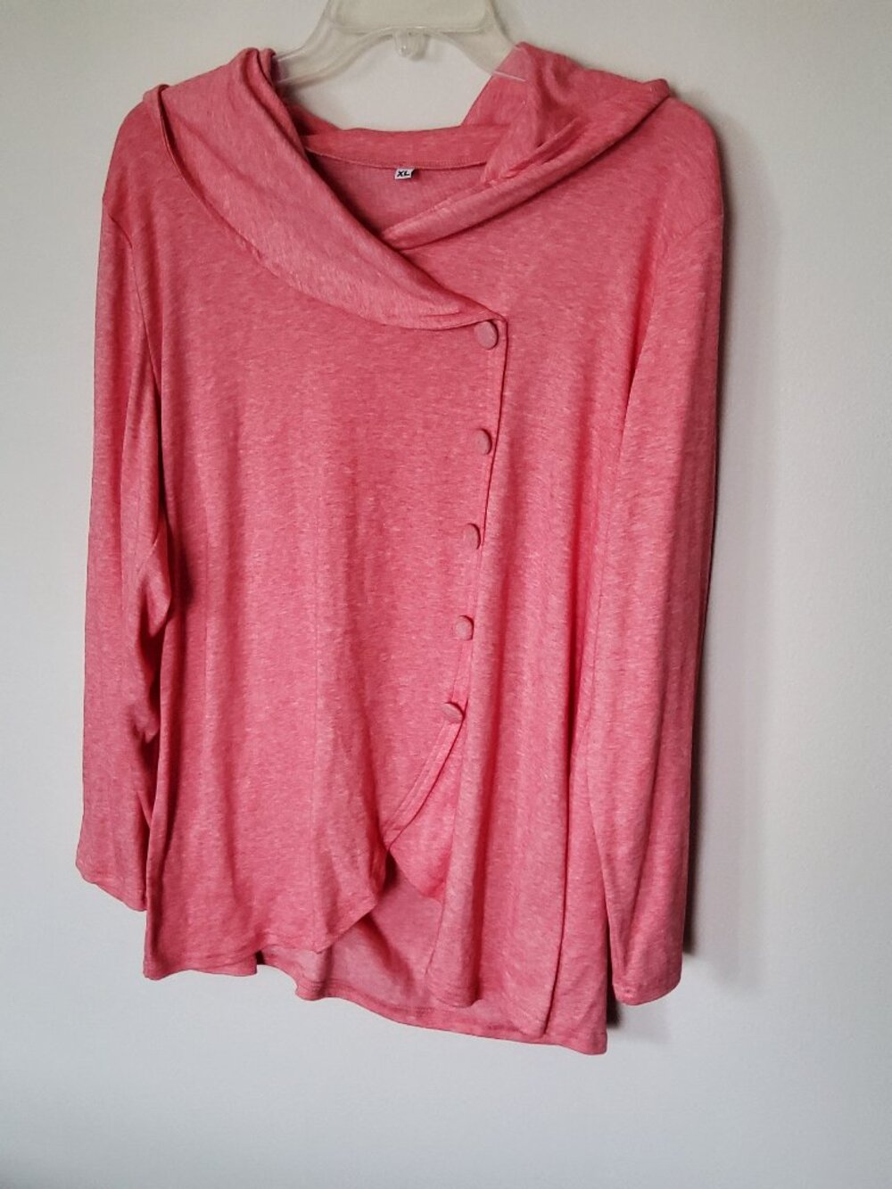 Peach Tunic with draped shawl collar size XL